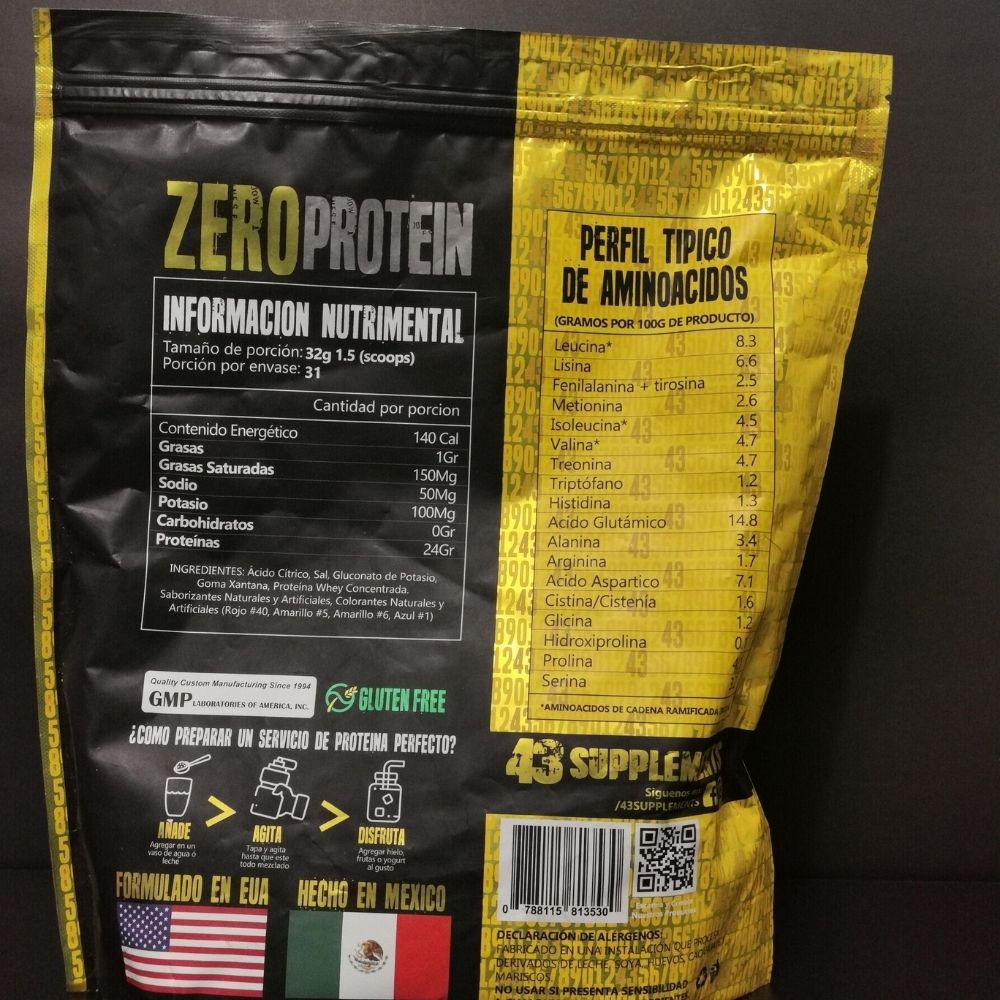 ZERO PROTEIN 43 SUPPLEMENTS BAG 31 SERVINGS 1KG.