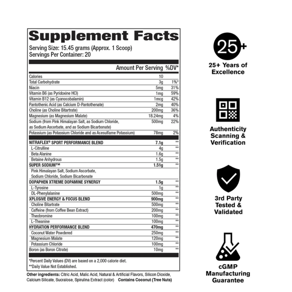 PRE-WORKOUT NITRAFLEX EXTREME SPORT GAT SPORT 20 SERVIDAS 10.9 OZ. (309GRS.)