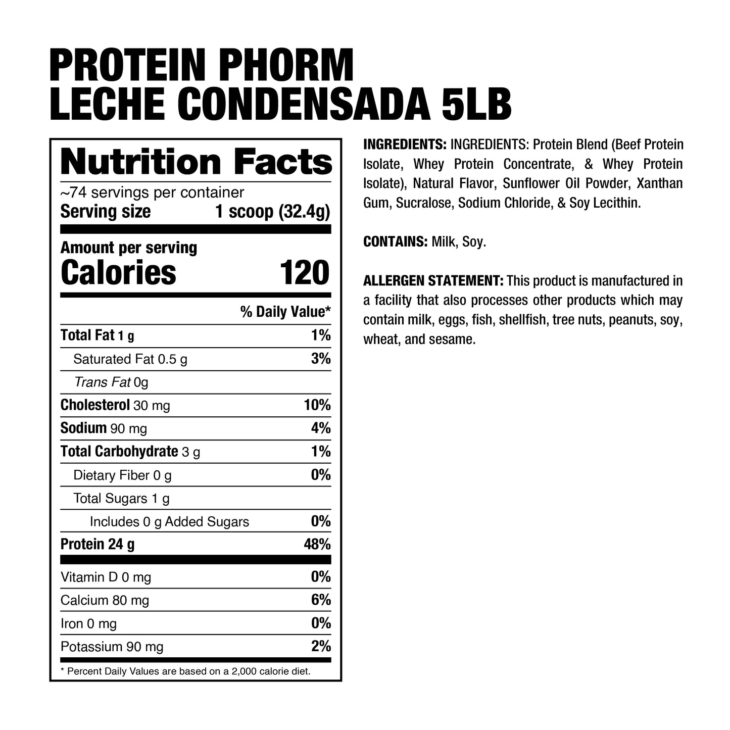 BEEF WHEY IBRID PROTEINPHORM DRAGON PHARMA 74 SERVIDAS 5LBS. BOTE