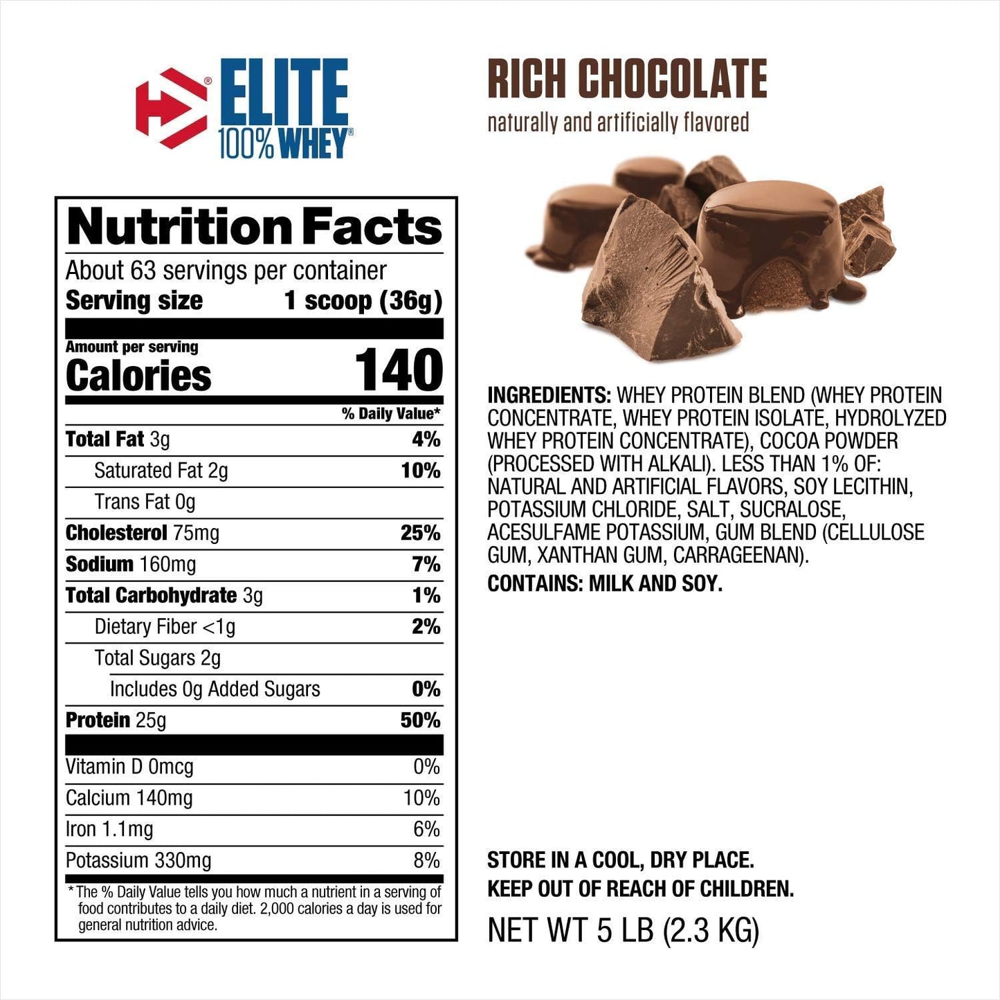 WHEY PROTEIN ELITE DYMATIZE 67 SERVIDAS 5LBS (2.3KG)