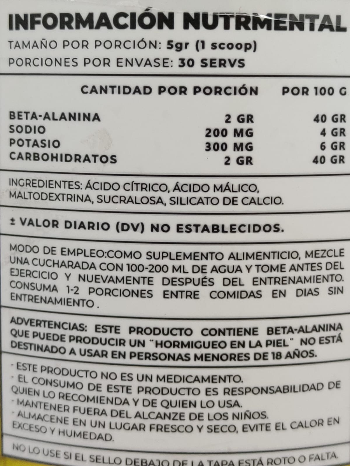 BETA ALANINA ADVANCE 43 SUPPLEMENTS 30 SERVIDAS 150GRS.