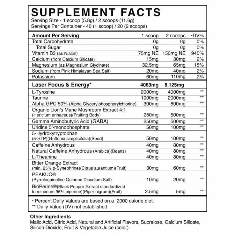 NOOTROPIC BUMP LASER FOCUS BLACKMARKET 232GRAMOS 40SERVICIOS