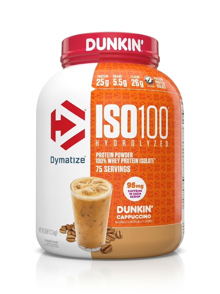 PROTEIN ISO100 HYDROLYZED DYMATIZE DUNKIN 75 SERVICIOS 5 LIBRAS