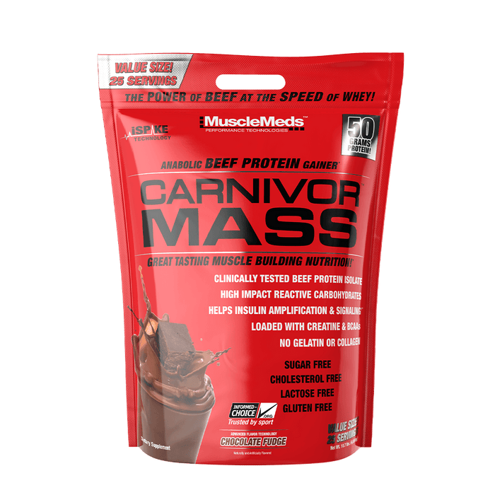 CARNIVOR MASS (ANABOLIC BEEF PROTEIN GAINER) MUSCLEMEDS BOLSA 25 SERVIDAS 10.4 LBS.