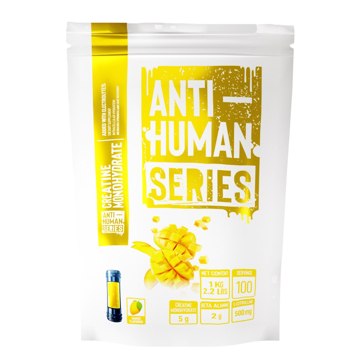CREATINE MONOHYDRATE ANTI-HUMAN SERIES BOLSA 100 SERVIDAS 1KG. (2.2 LBS)