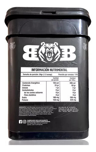 ZERO PROTEIN HYDROLIZED BLACKBEAR CUBETA 176 SERVIDAS 6KGS.