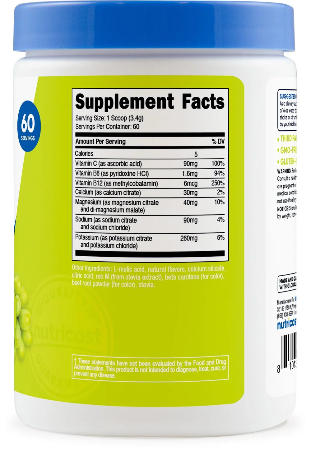 ELECTROLYTES NUTRICOST 60 SRV 234GRAMOS