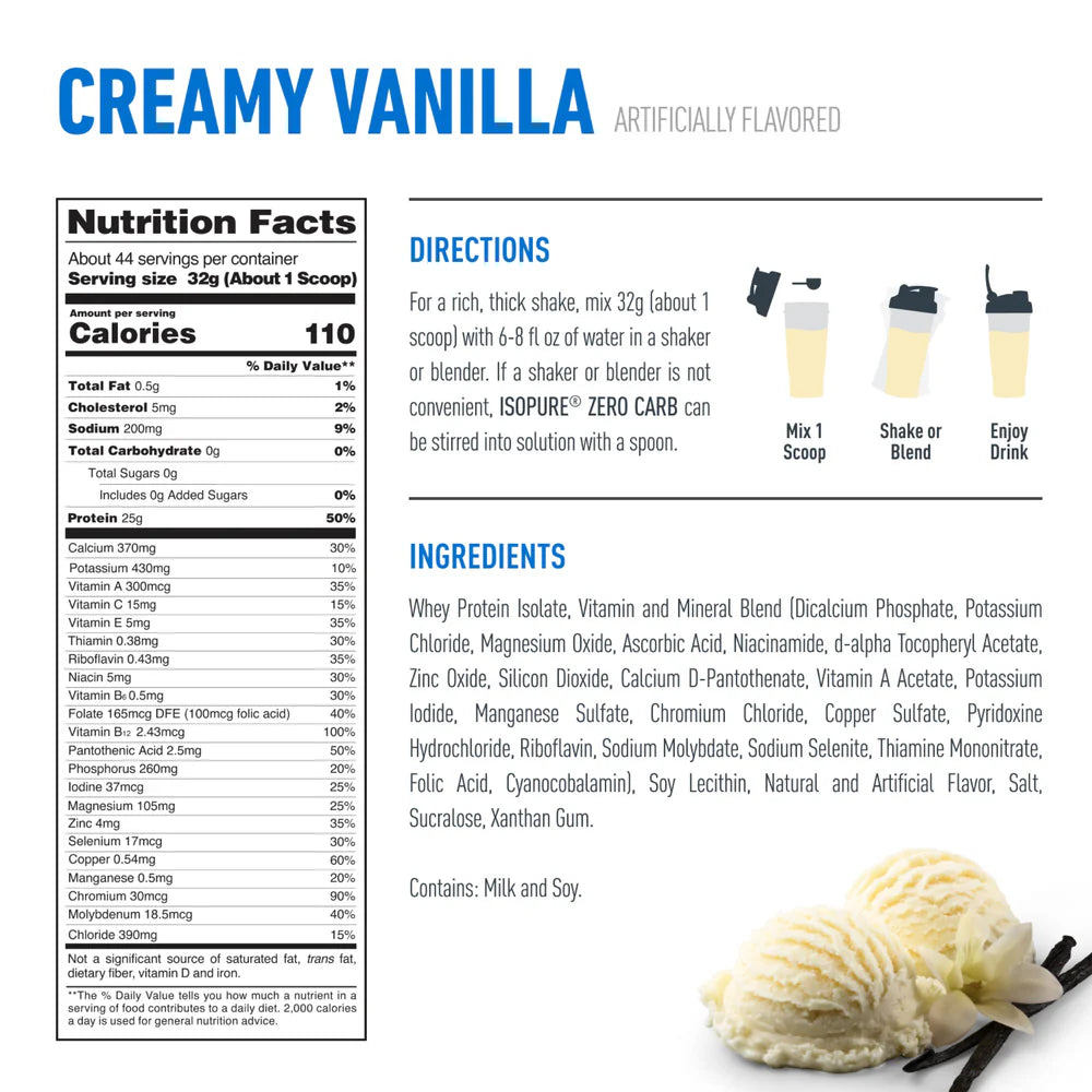 ISOPURE ZERO CARB PROTEIN 100% WHEY