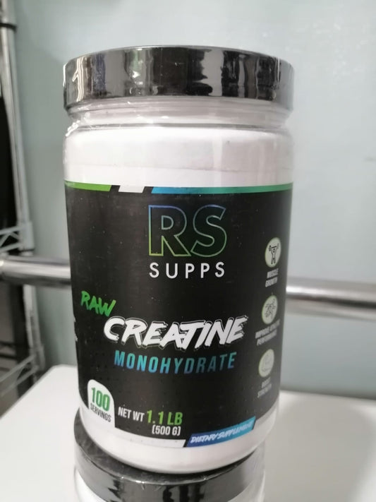 RAW CREATINE MONOHYDRATE RS SUPPS 100 SERVIDAS 1.1 LIBRAS (500G)