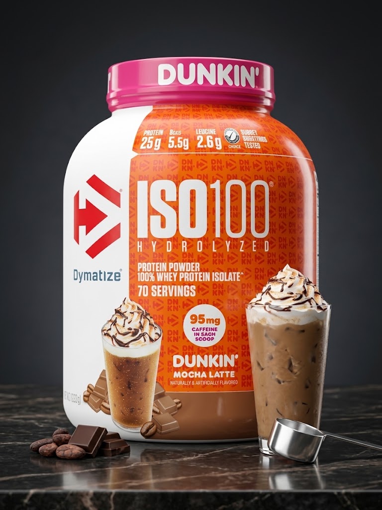 PROTEIN ISO100 HYDROLYZED DYMATIZE DUNKIN 75 SERVICIOS 5 LIBRAS
