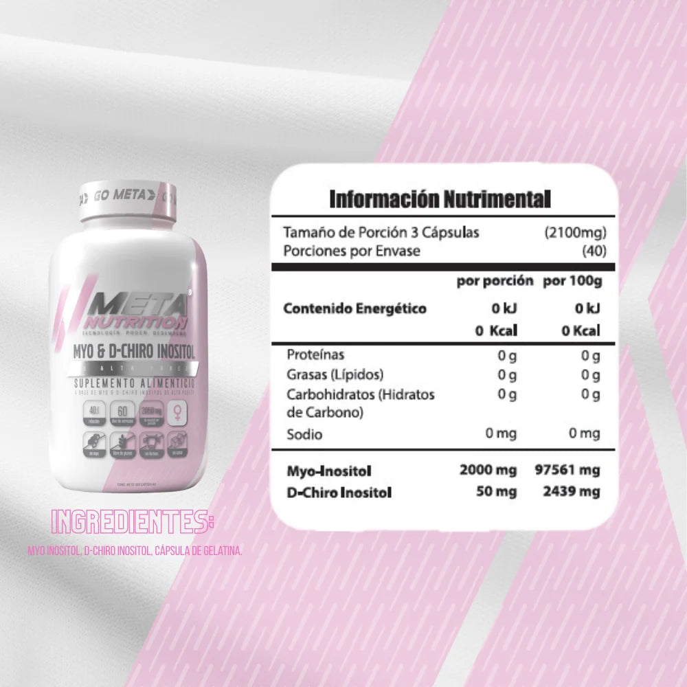 MYO & D-CHIRO INOSITOL META NUTRITION 40 SERVICIOS 120 CAPSULAS