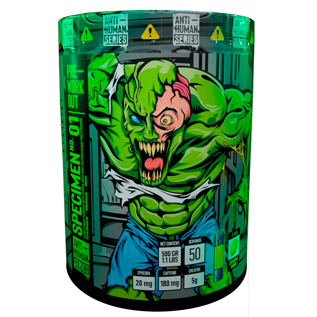 PRE-WORKOUT SPECIMEN No. 01 ANTI-HUMAN SERIES 50 SERVICIOS 500GRS. (1.1 LBS)