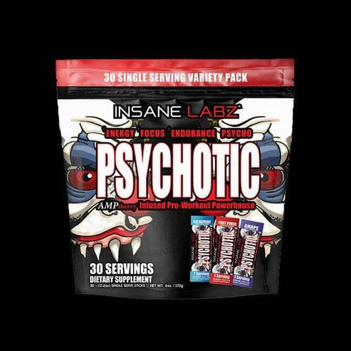 PRE-WORKOUT PSYCHOTIC RED STICKS INSANE LABZ 30 SERVIDAS 6 ONZ (BLUE RASPBERRY/FRUIT PUNCH/GRAPE)