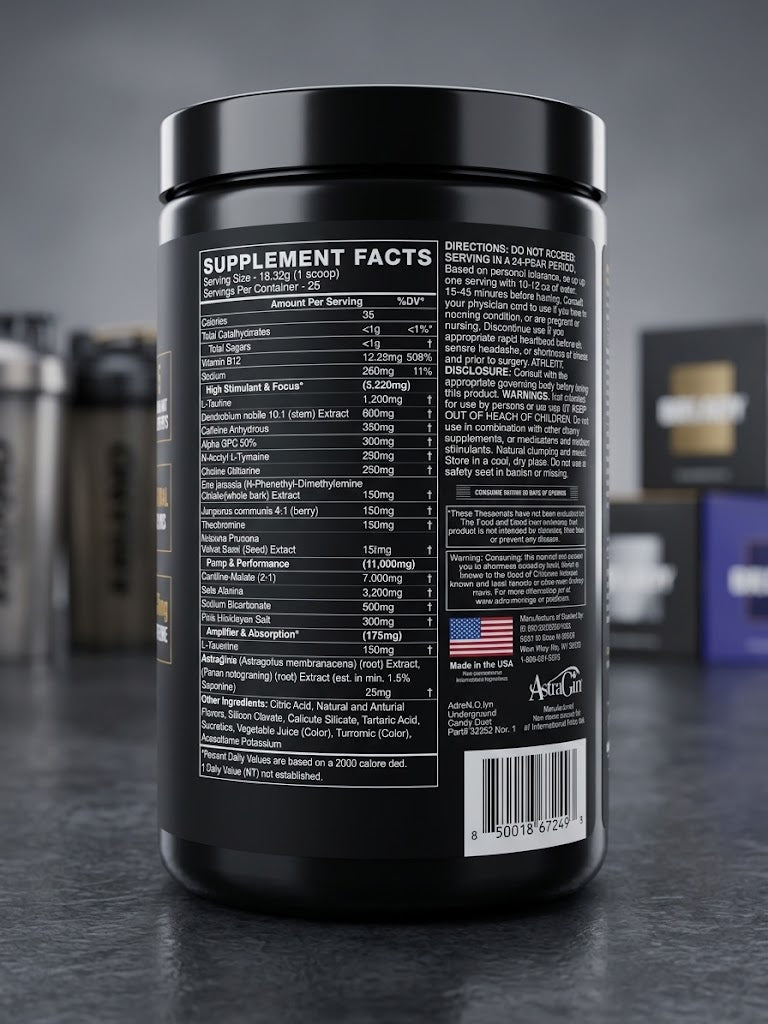 PRE-WORKOUT ANDREN.O.LYN UNDERGROUND HIGH STIMULANT BLACKMARKET 25SERVICIOS