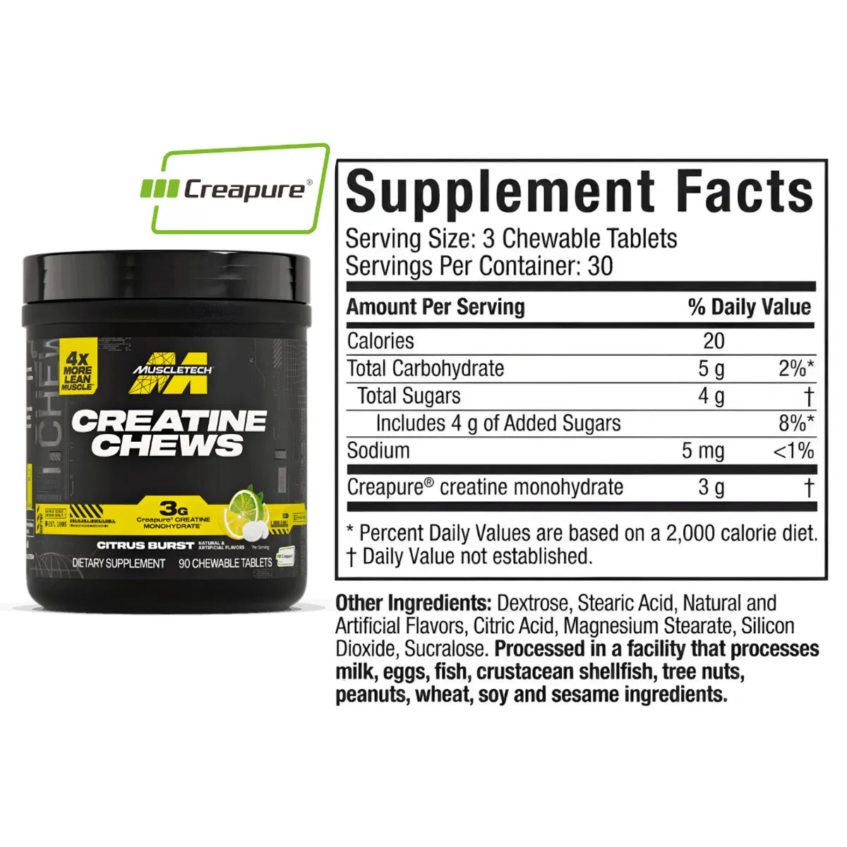 CREATINE CHEWS MUSCLETECH 90 TABLETAS CREAPURE