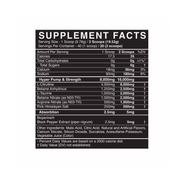 PRE-WORKOUT PUMP HYPER PUMP BLACKMARKET 40SERVICIOS 376GRAMOS