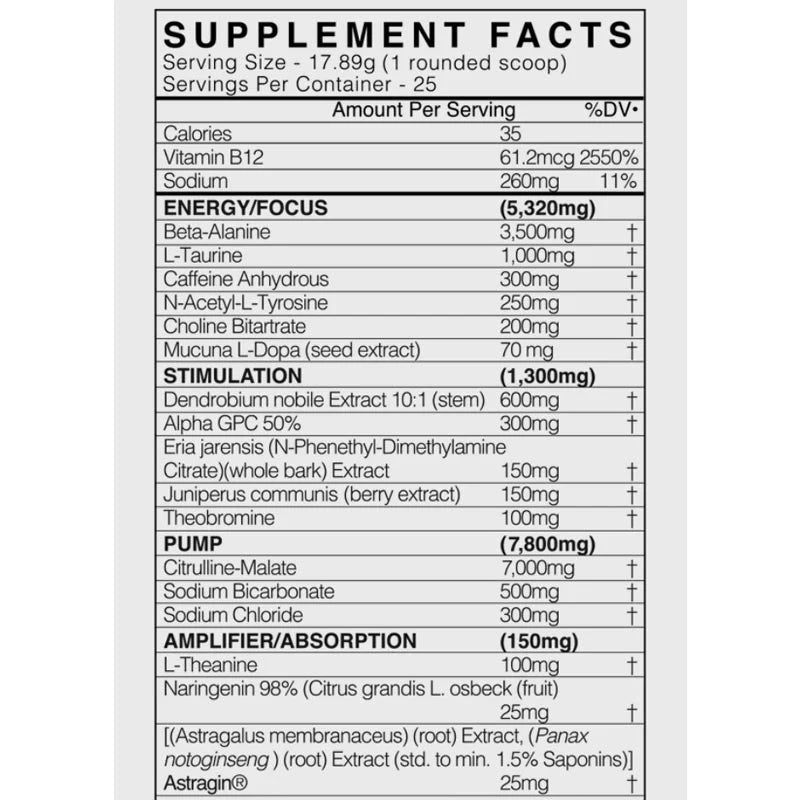 PRE-WORKOUT ANDREN.O.LYN UNDERGROUND BLACKMARKET  25SERVICIOS 458GRAMOS