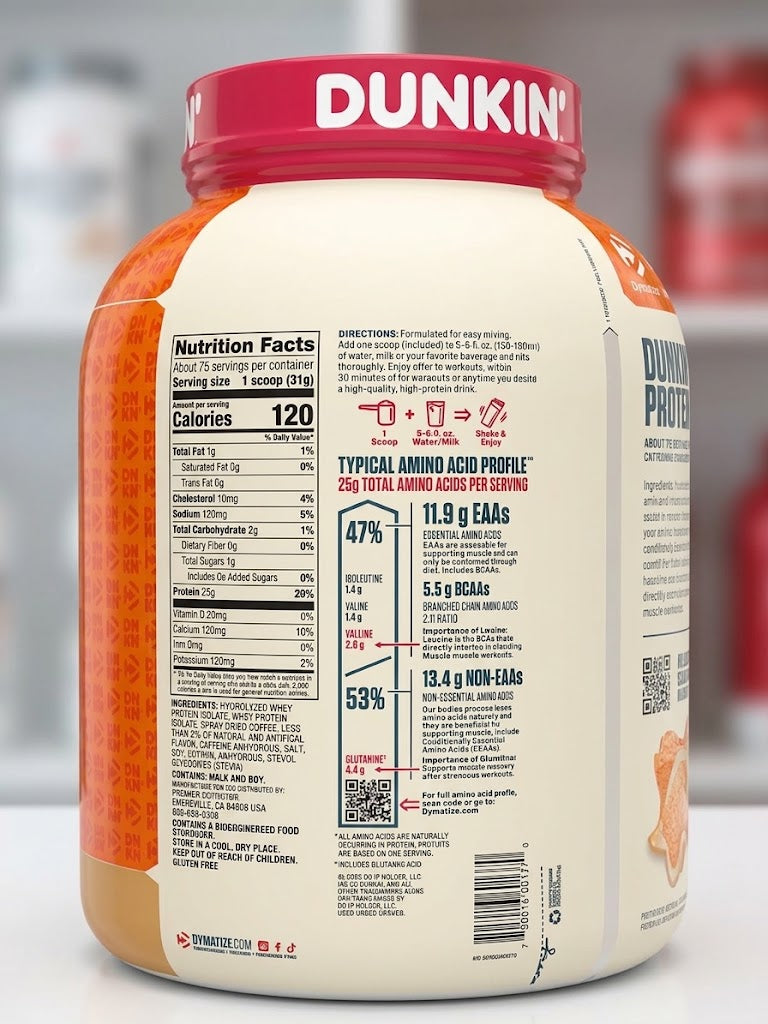 PROTEIN ISO100 HYDROLYZED DYMATIZE DUNKIN 75 SERVICIOS 5 LIBRAS