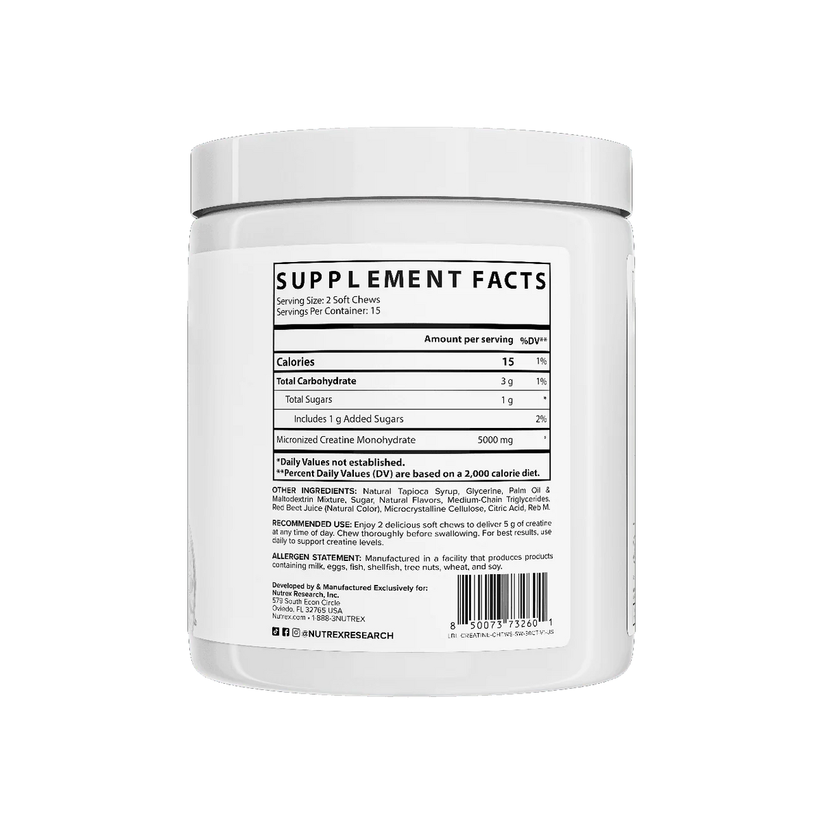 CREATINE DELICIOUS SOFT CHEWS NUTREX 30 SERVICIOS
