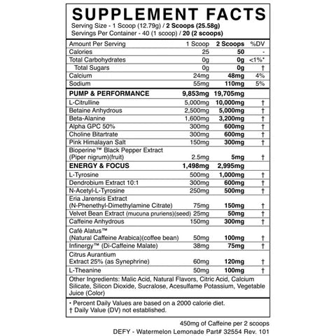 PRE-WORKOUT DEFY BLACKMARKET 40 SERVICIOS 501GRAMOS