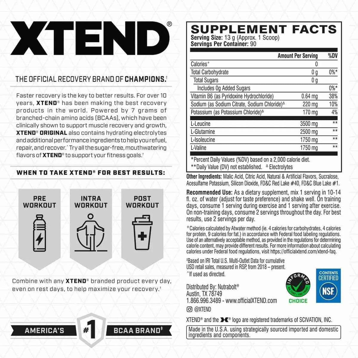 BCAA XTEND THE OROGINAL 90 SERVICIOS