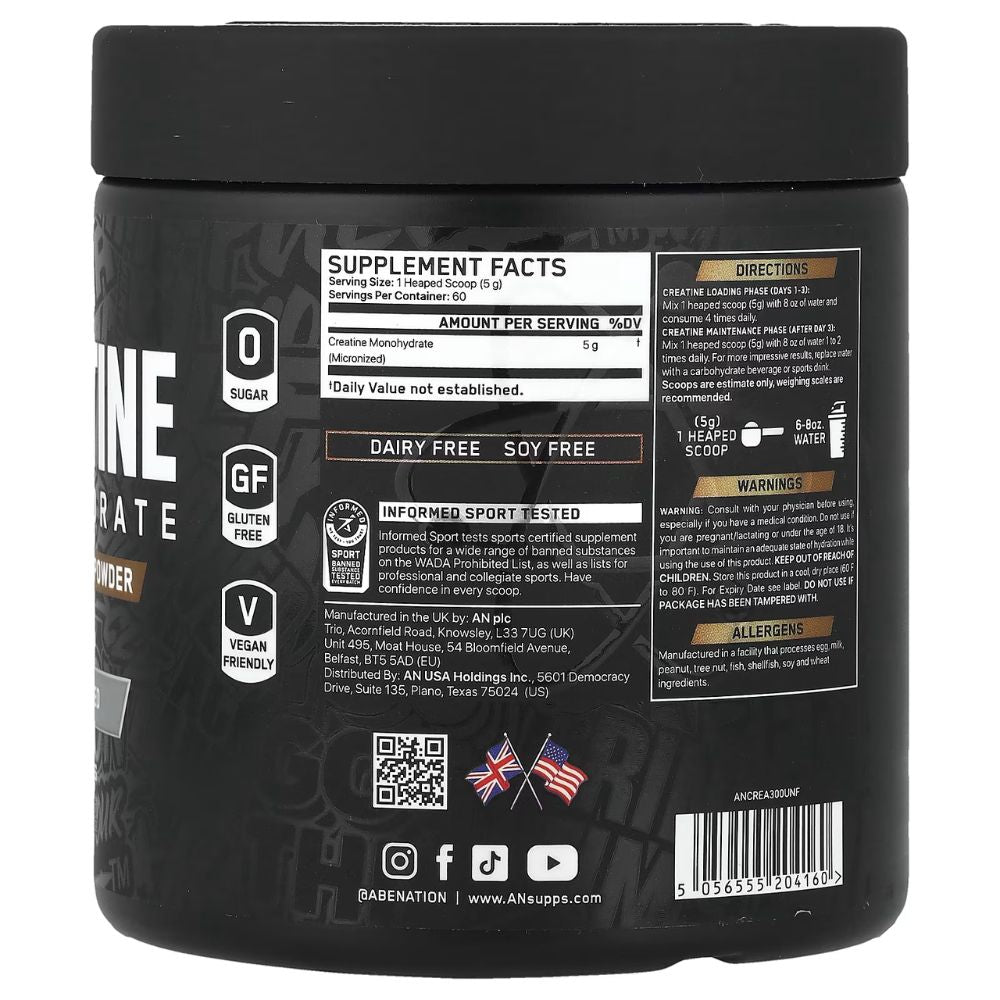 CREATINE MONOHYDRATE APPLE NUTRITION 60 SERVICIOS 300GR BOTE