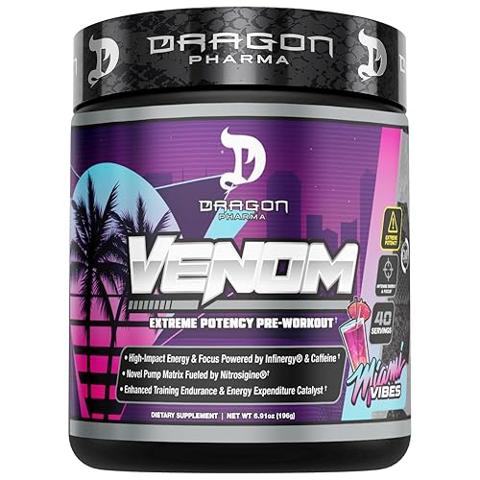 PRE-WORKOUT VENOM XTREME POTENCY DRAGON PHARMA 40 SERVINGS