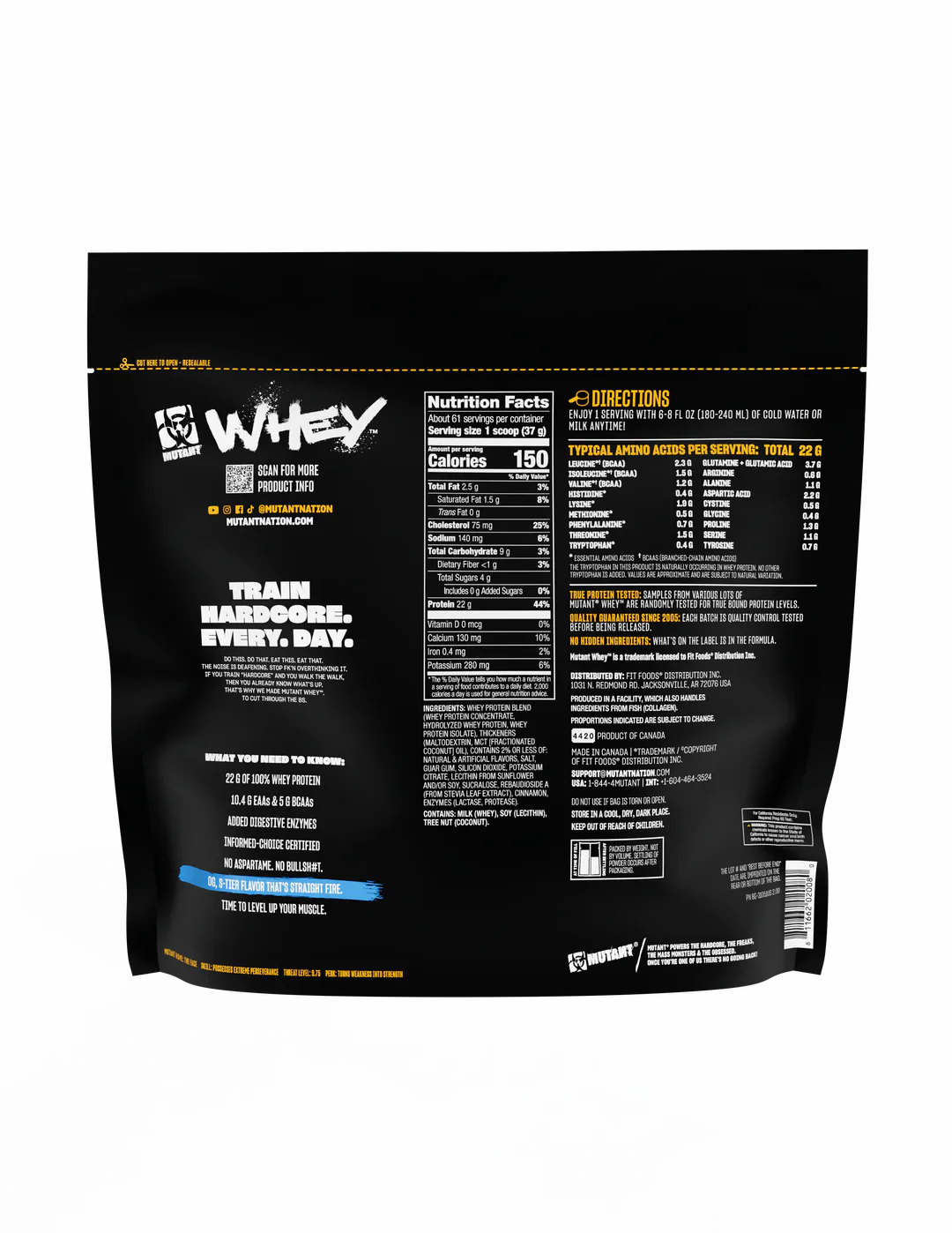 WHEY PROTEIN MUTANT 61 SERVES 5LBS. (2.27 KGS.)