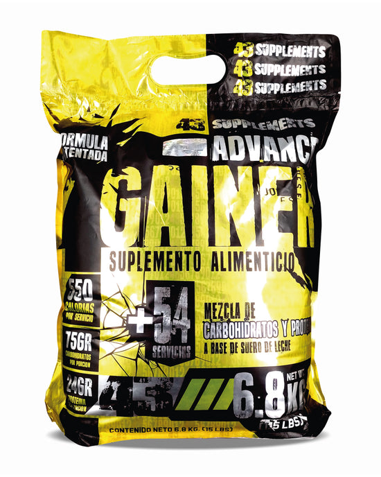 Gainer V ADVANCE GAINER 43 SUPPLEMENTS BAG 54 SERVICES 6.8KG. 15 LBS ...