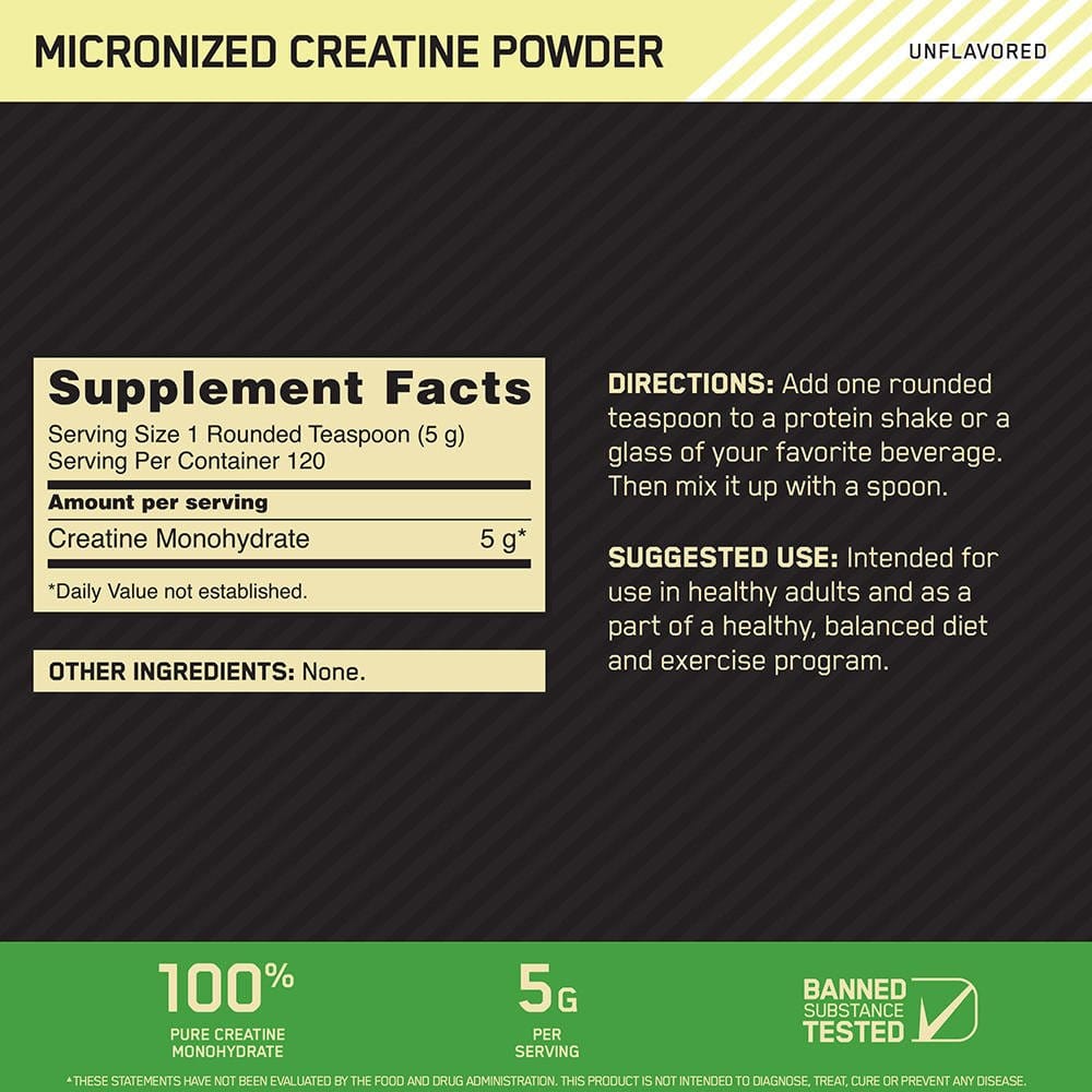 MICROMIZED CREATINE POWDER OPTIMUN NUTRITION 120 SERVS