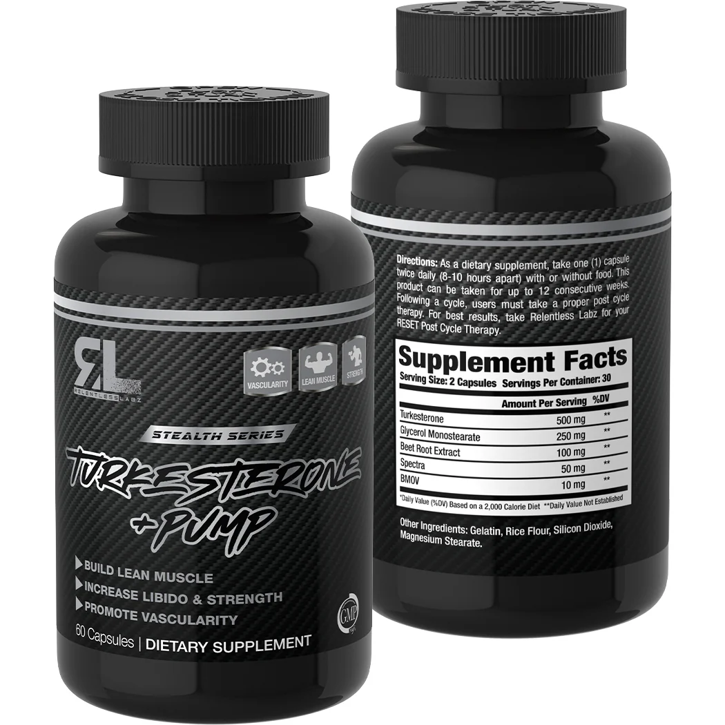 TURKESTORONE + PUMP DIETARY RELENTLESS LABZ SUPPLEMENT 60 CAPSULAS