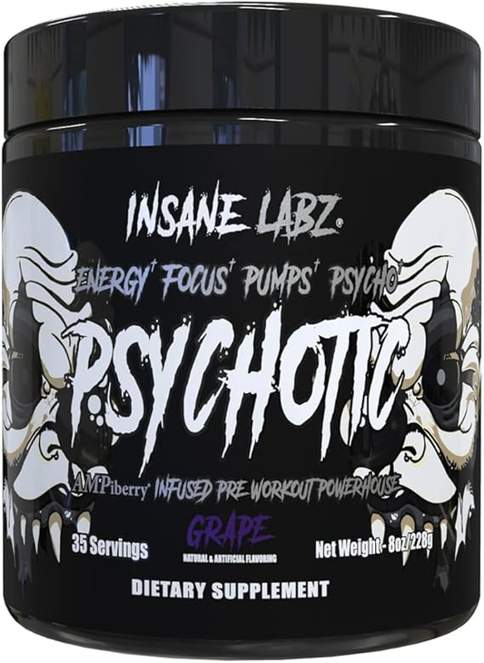 PRE-WORKOUT PSYCHOTIC "BLACK" INSANE LABS 35 SERVICES 8ONZ.