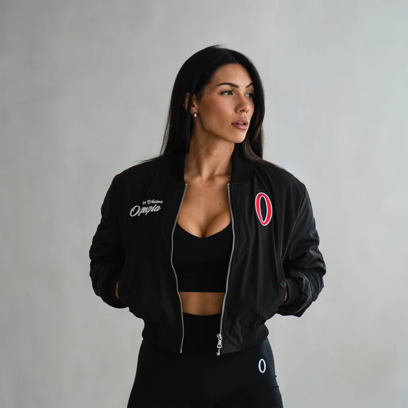 OLYMPIA CROPPED BOMBER JACKET BLACK