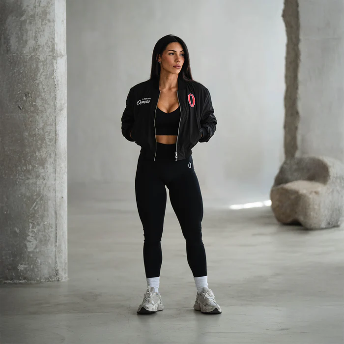OLYMPIA CROPPED BOMBER JACKET BLACK