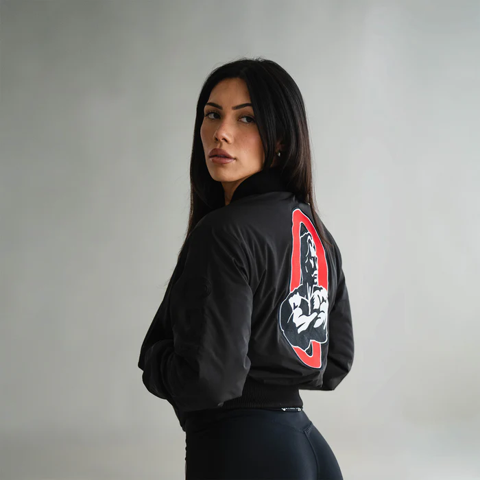 OLYMPIA CROPPED BOMBER JACKET BLACK