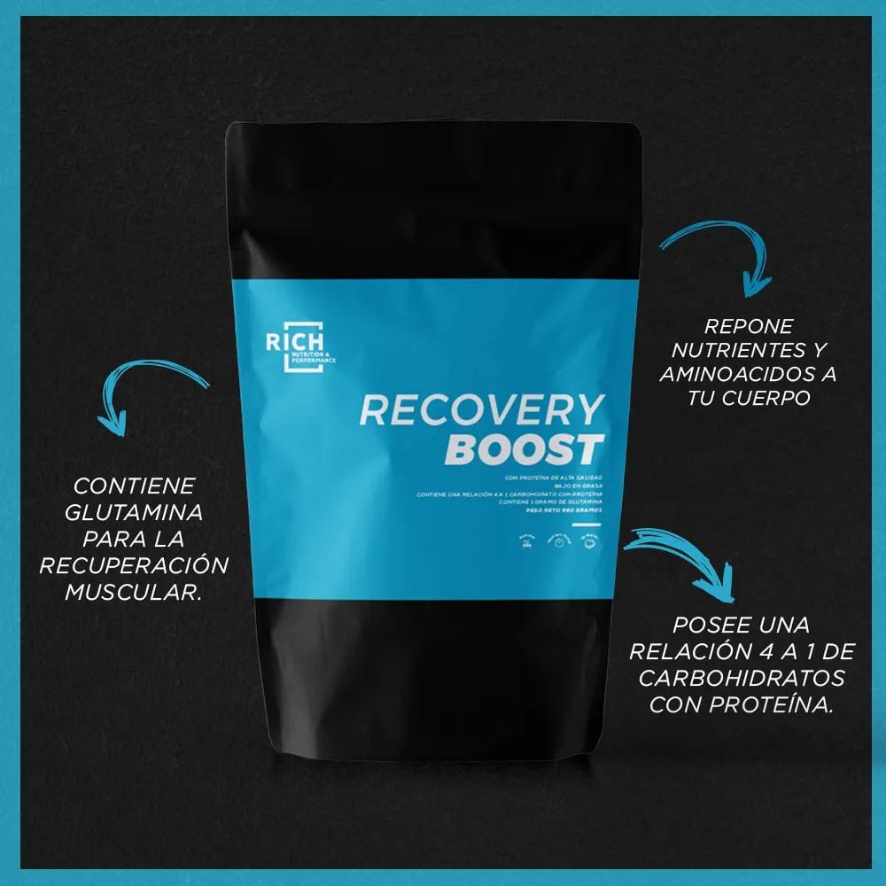 WHEY PROTEIN + GLUTAMINA RECOVERY BOOST RICH NUTRITION PERFOMANCE 14 SERVIDAS 980 GRS.