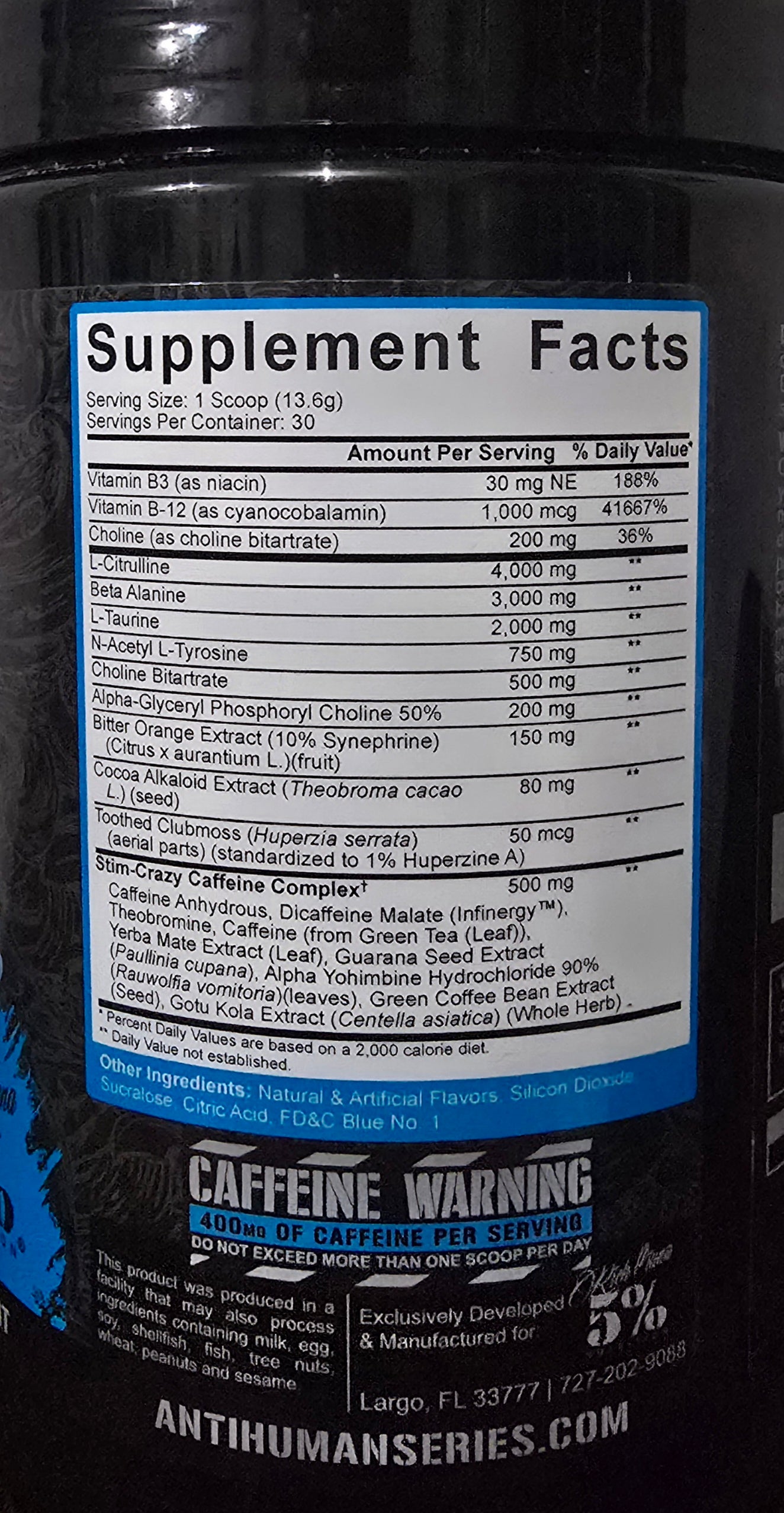 PRE-WORKOUT 51 50 ANTI-HUMAN SERIES &amp; RICH PIANA 5% 30 SERVICES 417GRS. (14.71OZ)
