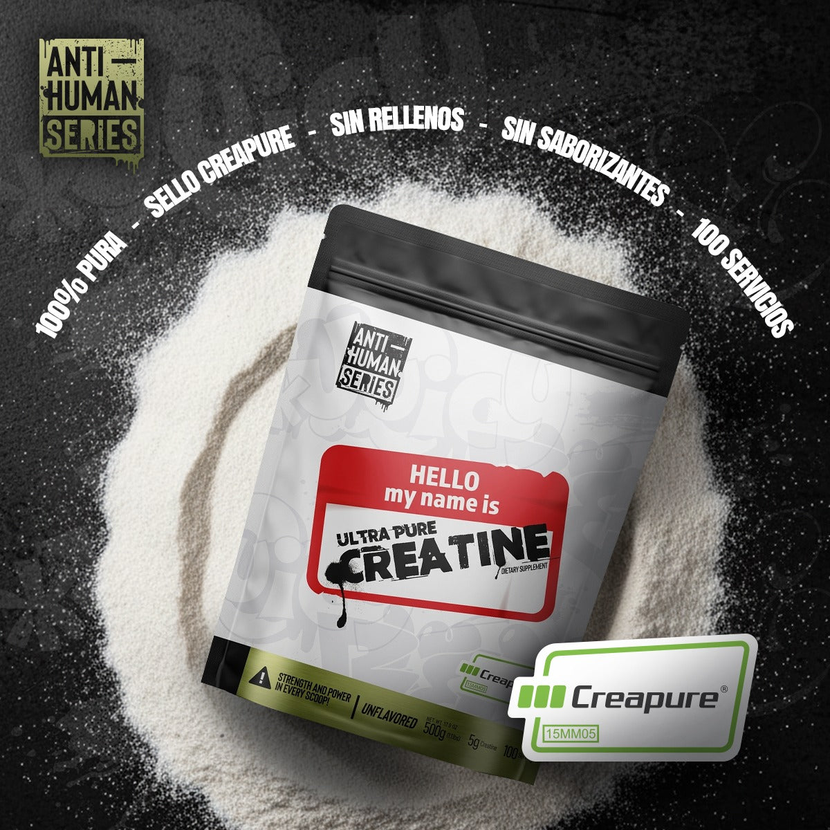 CREATINE ULTRA PURE ANTI-HUMAN 100 SERVIDAS CREAPURE BOLSA
