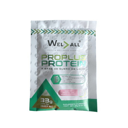 PROTEINA WHEY PROPLUS WEL ALL EN SOBRE 33G.