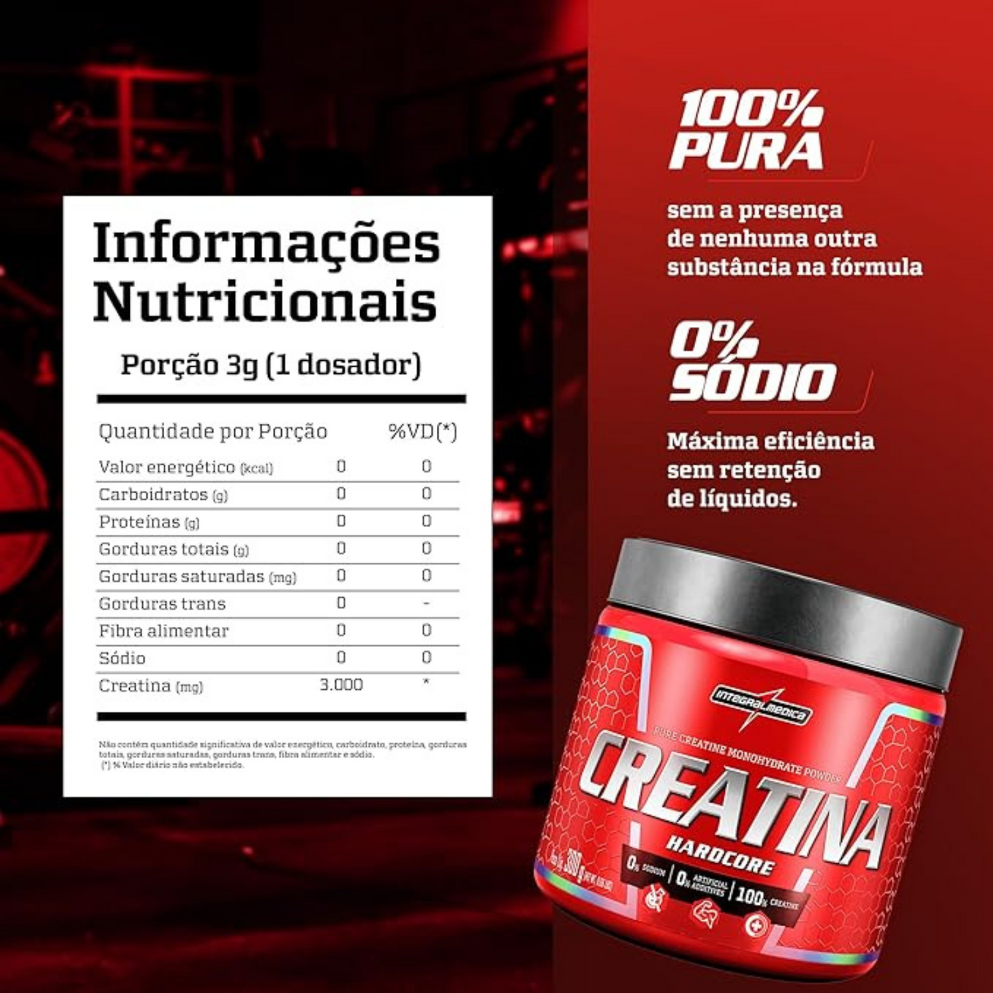 CREATINA 100%PURA INTEGRAL MEDICA 300 GRAMOS 100SRV