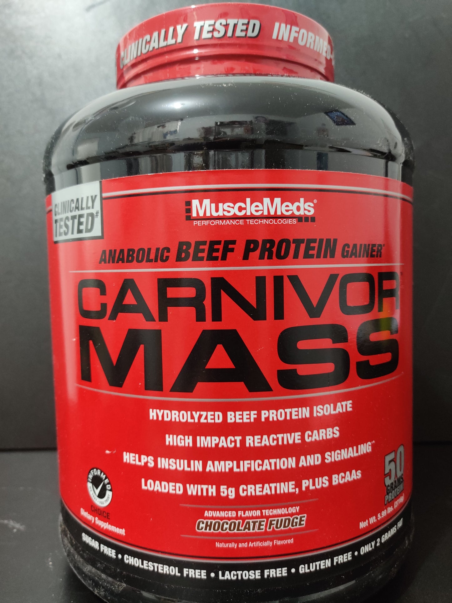 CARNIVOR MASS (ANABOLIC BEEF PROTEIN GAINER) MUSCLEMEDS 14 SERVIDAS 5.79 LBS (2,628 GRS)