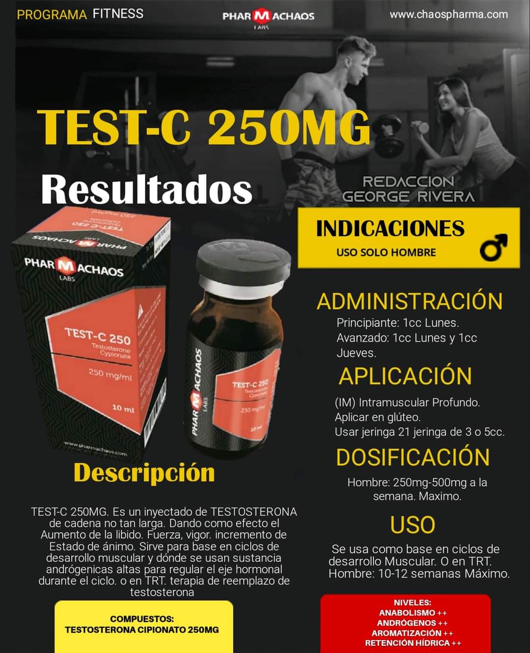 Test C250 TEST-C 250 PHARMA CHAOS– suplementos-vikingo-gt